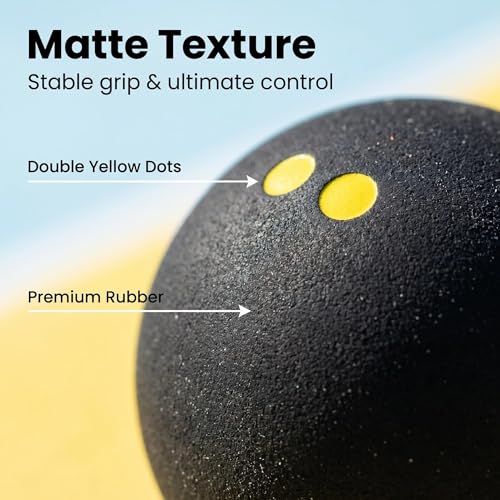 Professional Squash Balls - Double Yellow Dot, 3 Pack