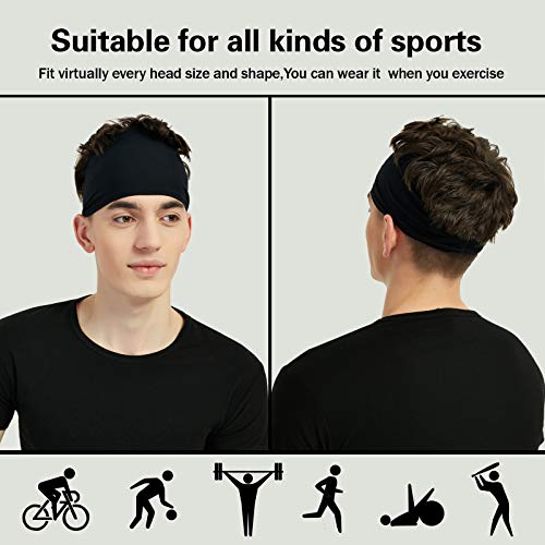 5 Pack Moisture Wicking Sports Headbands for Men & Women