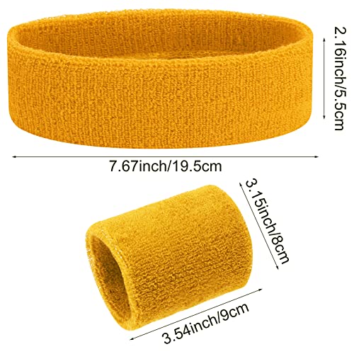 3-Piece Sweatband Set: Athletic Headband and Wristbands - Yellow