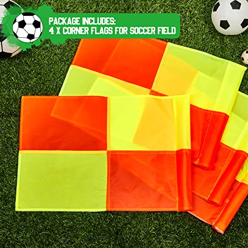 4 Pcs Soccer Corner Flags Set - Red & Yellow Referee Flags