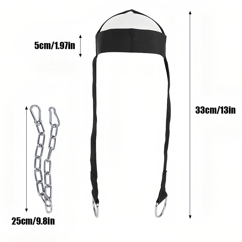 Tiiyee Fitness Neck Harness, Head Harness Neck Training Exerciser Weight Lifting Strength Trainer with Adjustable Strap and Steel Chain for Strengthening Workout Equipment Home Gym Use Men Women