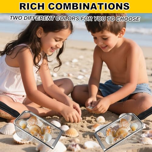 Lasuroa 2pcs Beach Mesh Sand Shovels Stainless Steel with Plastic Handle, 3.8+5mm