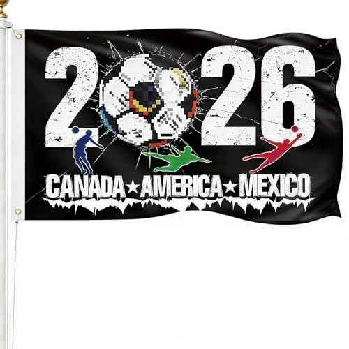 World Soccer Flag 5x3 FT - USA, Canada, Mexico Football Banner