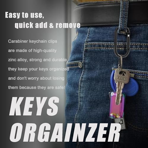 12-Pack Aluminum Carabiner Keyring Clips - Black