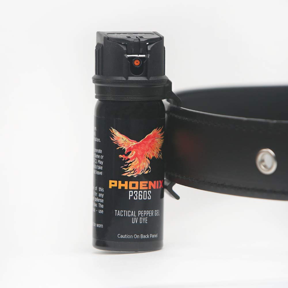 Phoenix P360S Pepper Gel from qseel. Maximum Strength Police & Military Grade Pepper Spray, Gel is Better, Sprays at Any Angle 18 feet, Flip-top Safety and Belt Clip Included – 3 Pack