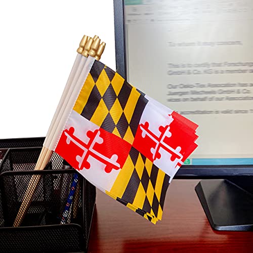 Maryland State Flags 12 Pack Mini Handheld Flags 5x8 Inch for Parties & Parades