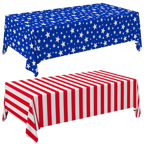 4th of July Tablecloth Set - American Flag Patriotic Design, 2PCS