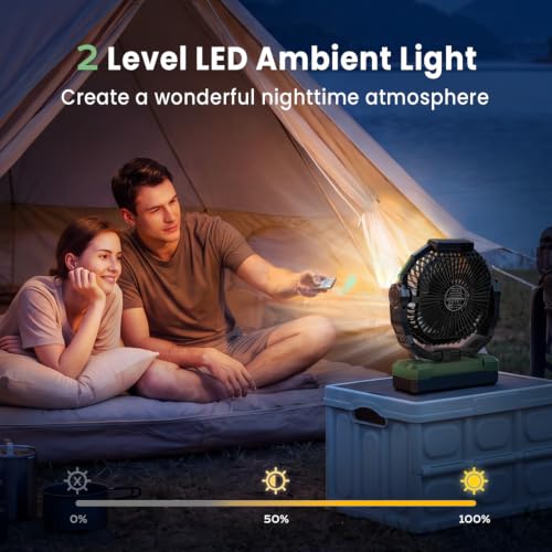 24000mAh Camping Fan with Light & Remote - Green