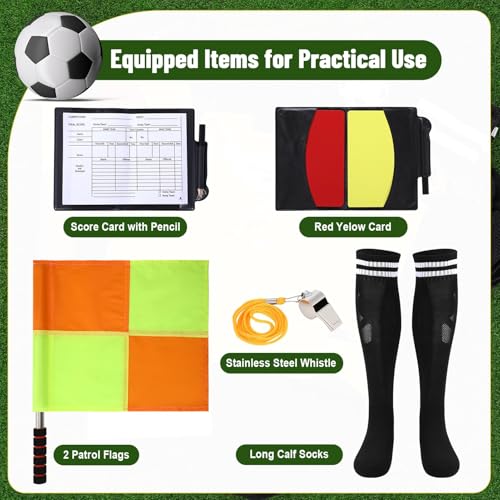 Soccer Referee Kit - Yellow Shirt, Whistle, Socks & Flags - Small