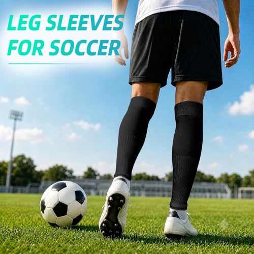 Compression Soccer Leg Sleeves - Shin Guard Sleeves, Medium Black