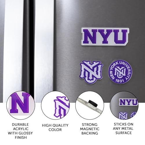 NYU Violets Acrylic Magnet Set - 3 Unique Designs