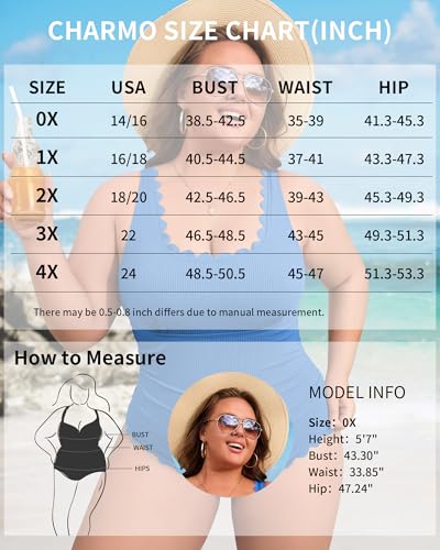 Charmo Plus Size Black One-Piece Tummy Control Swimsuit 2X for Women