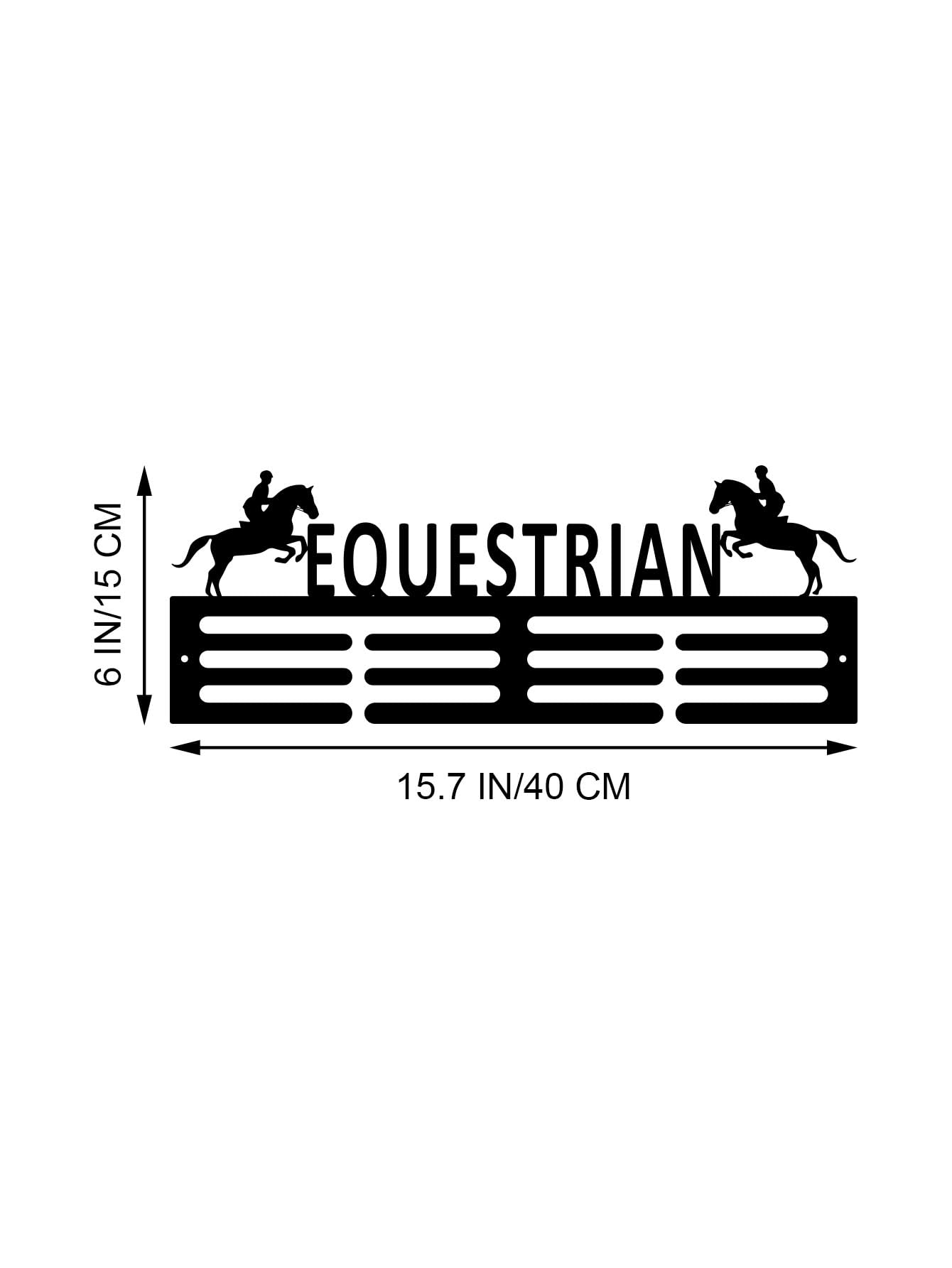 Resama Equestrian Horse Rider Metal Medal Hanger Rack, Black Iron Equestrian Silhouette Sports Award Medal Display Holder, Wall Mount Medal Organizer for Horse Equestrian Barn Farm Home Decor Gifts