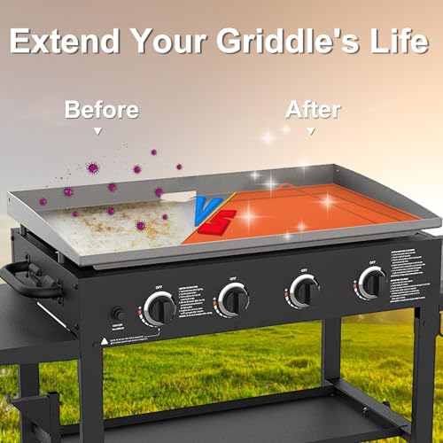 HONSREO 36-inch Orange Silicone Griddle Mat for Blackstone – Food Grade Grill Protector, Cuttable & Customizable