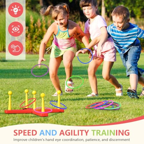 OBTANIM 12 Pcs Plastic Ring Toss Game for Kids and Outdoor Rings