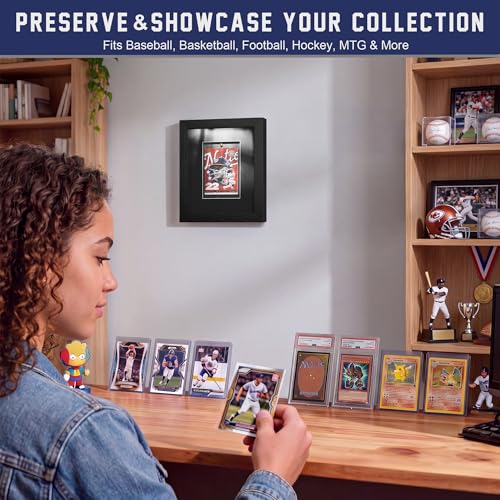 Sports Card Display Frame with Magnetic Holder & Tempered Glass