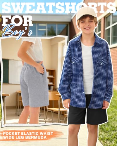 Boys Athletic Shorts - 3 Pack, Ages 6-7, Dark Coffee, Gray, Black
