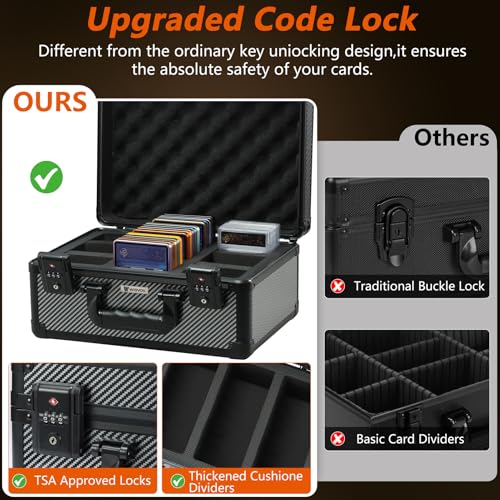 Black 3 Slots Graded Card Storage Box with TSA Lock for PSA BGS CSG - Wisvov