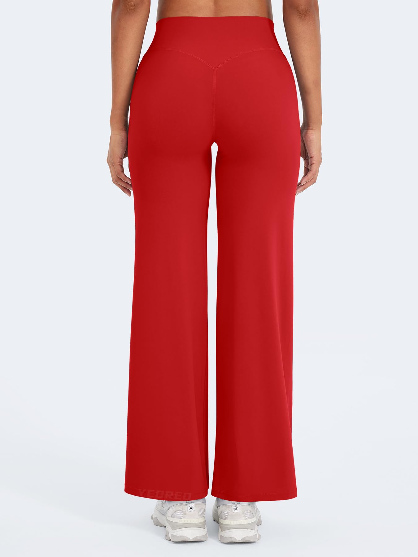 YEOREO Workout Leggings Womens No Front Seam Straight Leggings 29" High Waist Buttery Eddiy Gym Yoga Pants Red XS