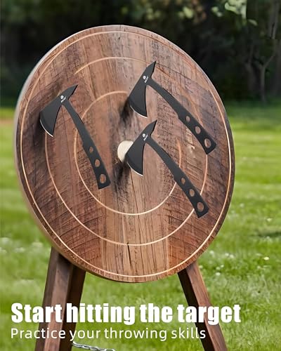 9.5-Inch Full Tang Throwing Axe with Steel Blade & Sheath for Camping & Hunting