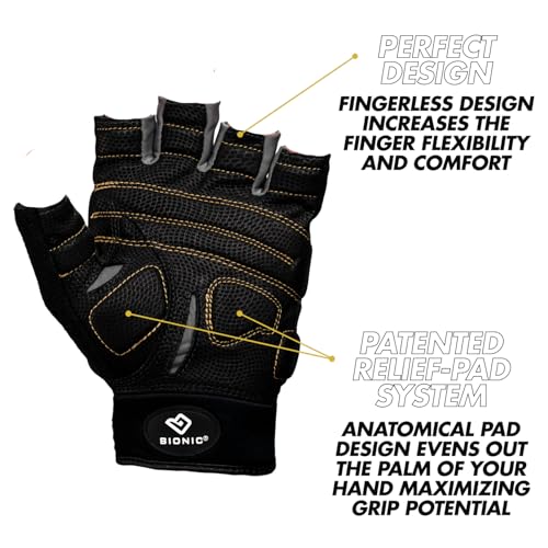 Bionic Women's Beastmode Half Finger Gym Workout Gloves Medium - Grip & Breathability