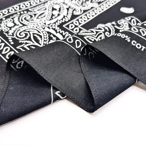 100% Cotton Bandanas 4-Pack - Multi-Purpose Scarfs B - Black/Red