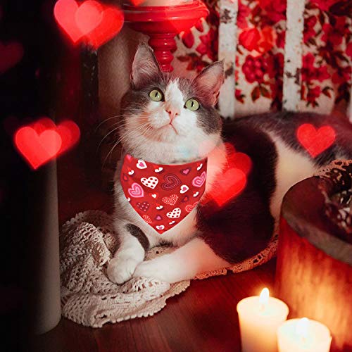 Valentine Dog Bandana Set - Heart Print Pet Scarf for Dogs & Cats - Large