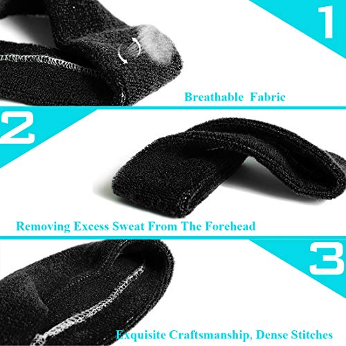 3 Pack Sports Sweatbands for Men & Women - White, Black, Gray