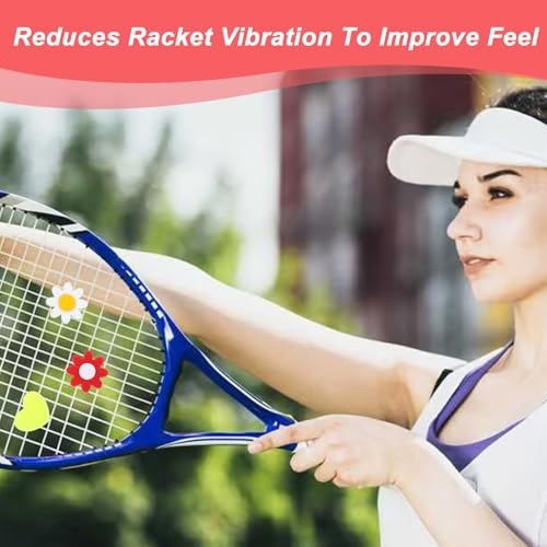 Tennis Racket Dampeners - 8 Silicone Vibration Absorbers, Heart & Flower Shapes