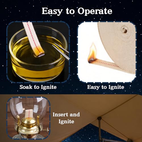 33 FT Cotton Oil Lamp Wick, 1/2 Inch Flat Kerosene Lantern Replacement Wick