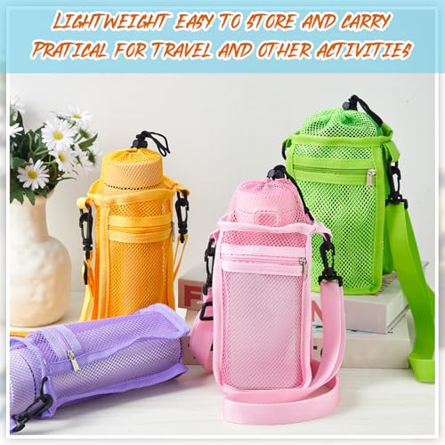 Berlune Mesh Water Bottle Holder with Adjustable Strap - 8 Pack, Multi-Color