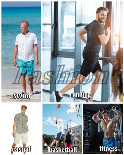 Men's Athletic Running Shorts 11 Inch Swim Trunks with Zipper Pockets - Red, X-Large