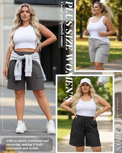 Neer Women's Plus Size Cargo Bermuda Shorts 3-Pack - Black, Gray 4X-Large
