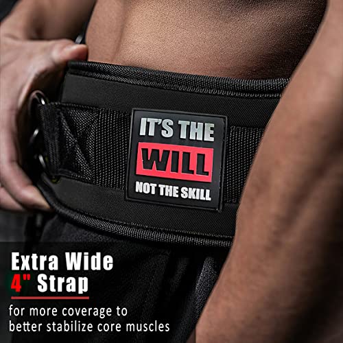 TAVIEW Black Heavy Duty Dip Belt with Chain for Workout & Strength Training