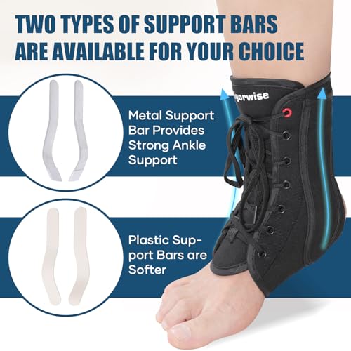 Vigorwise Large Black Lace-Up Ankle Brace Support for Men & Women