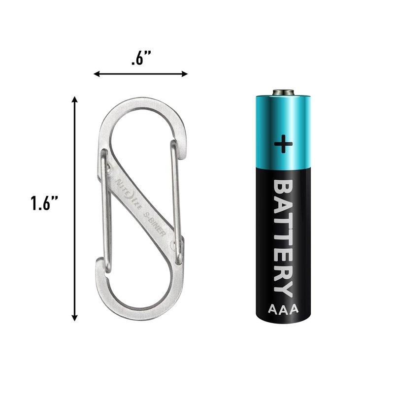 Nite Ize S-Biner Stainless Steel Dual Carabiner - Stainless Steel S-Biners for Key Organizer, Key Rings, or Belt Clip - Size 1, (6 Pack)