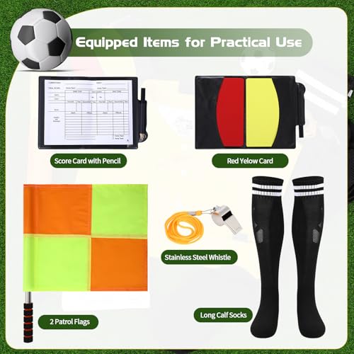 Soccer Referee Kit - Jersey, Whistle, Cards & Flags - Small-Medium Yellow