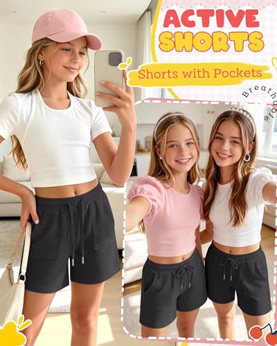 Girls' Lightweight Athletic Shorts - Moisture-Wicking Sport Sweatshorts