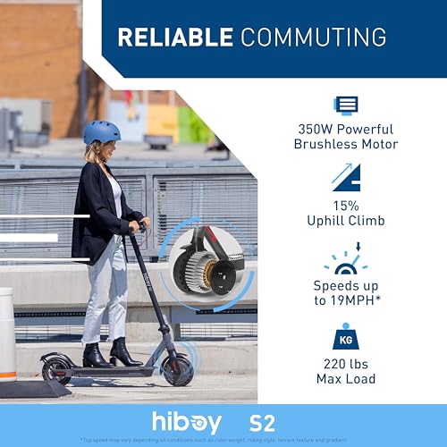 Electric Scooter with 8.5" Solid Tires - 19 MPH, 17 Miles Range - Dark Black