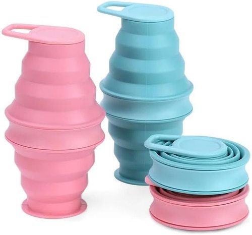 Collapsible Silicone Water Bottle - Lightweight, BPA-Free & Leakproof | 500ml (17oz) Foldable Travel Bottle - Durable Black with Carabiner