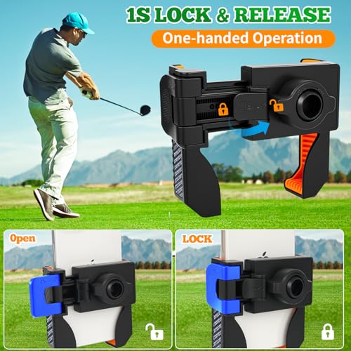 Yellow and Black Magnetic Golf Cart Phone Holder – 360° Rotation, Tool-Free Mount, Fits All Phones 4-7"