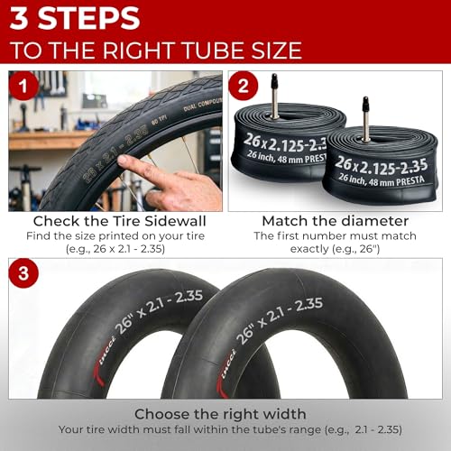 Fincci Charcoal Bike Inner Tubes 26 x 2.1-2.35 Schrader/Presta for Mountain & City Bikes