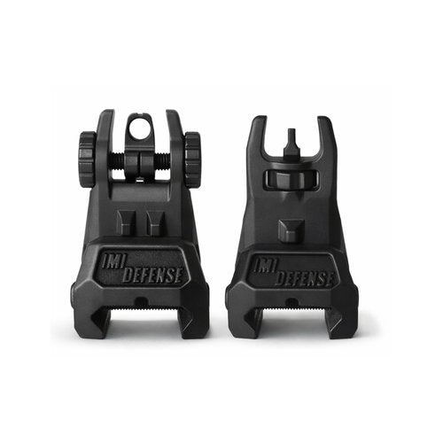 Flip Up Iron Sights – IMI Defense Backup Iron Sights, Picatinny Polymer Front & Rear Sights, Dual Aperture, Fiber-Reinforced, Black