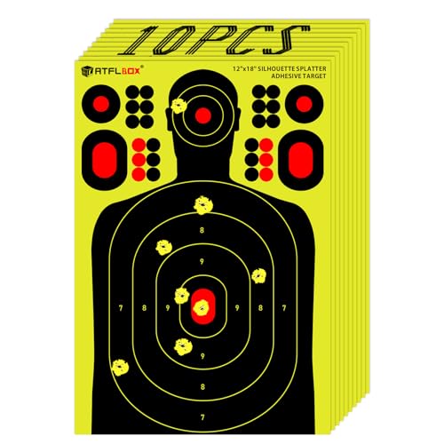 Atflbox 10 Pack 12x18 Inch Fluorescent Yellow Shooting Targets Adhesive Stickers