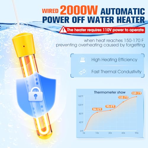 LanBlu Portable Heated Shower with 2000W Heater, Gray, 6000mAh Battery