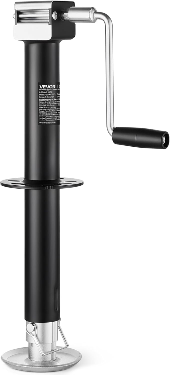 VEVOR 5000 lbs A-Frame Trailer Jack - 15-Inch Vertical Travel with Adjustable Drop Leg & Drill Socket