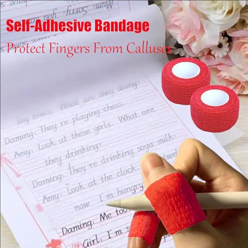 Self-Adhesive Cohesive Bandage Wrap - 1 Inch x 5 Yards - 6 Pack - Red