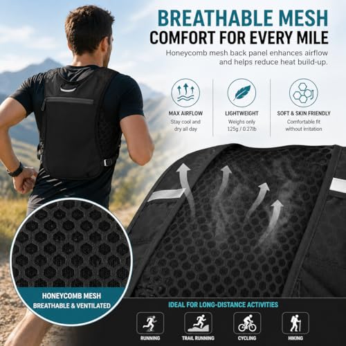 Hydration Vest for Running - Lightweight Breathable Design - Black