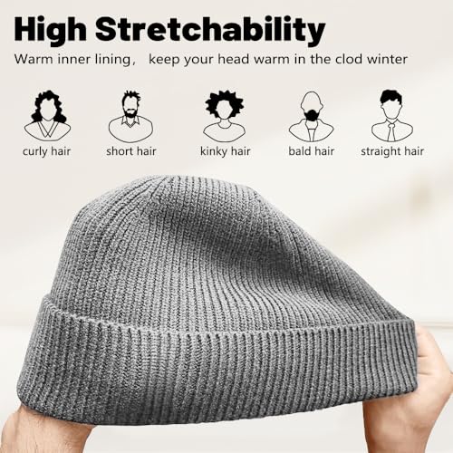 Winter Beanie Hat for Men & Women - Soft Fleece Lined, Grey