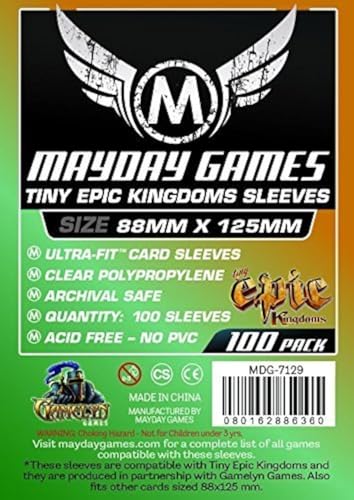 100 Clear Card Sleeves for 88x125mm Cards - Tiny Epic Kingdoms